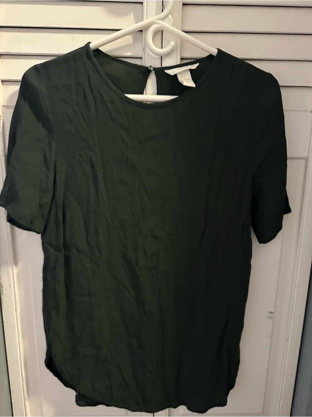 H&M Dark Green Short Sleeve Crewneck Blouse